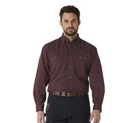 Wrangler Men's Logger Twill Long Sleeve Workshirt SHIRT, Burgundy, XL