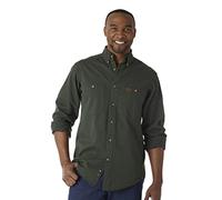 Wrangler Men's Logger Twill Long Sleeve Workshirt SHIRT, Forest Green, M