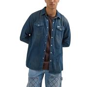 Wrangler Men's Long Sleeve Denim Shirt, Tobacco, XL