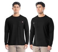 Wrangler Mens Long Sleeve UPF 40 Performance Pocket T-Shirt, 2-Pack, Jet Black, Large