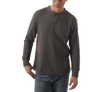 Wrangler Men's Long Sleeve Waffle Henley Shirt, Dark Charcoal, Medium