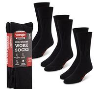 Wrangler Men's Mid Weight Outdoor Socks - Work Socks for Men with Arch Support, Cushioned Toe & Heel - Size 6-12, Black, 4.5-12 UK
