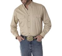 Wrangler Men's Painted Desert Two Pocket Long Sleeve Button Work Shirt SHIRT, Tan, L