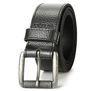 Wrangler Men's Pebble Leather Belt, 38mm Roller Buckle Casual Everyday Belt for Jeans, Gift for Men, Black, 32 (waist 29-30)
