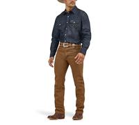 Wrangler Men's Premium Performance Cowboy Cut Long Sleeve Spread Collar Solid Shirt, Denim, 2X Tall