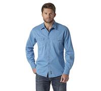 Wrangler Men's Retro Two Pocket Long Sleeve Snap Shirt, Blue, S