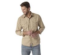 Wrangler Men's Retro Two Pocket Long Sleeve Snap Shirt Button, Tan, 3X-Tall