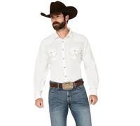 Wrangler Men's Retro Two Pocket Long Sleeve Snap Shirt, White, 3X Tall