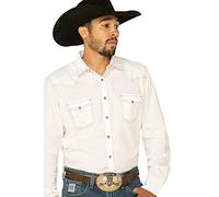 Wrangler Men's Retro Two Pocket Long Sleeve Snap Shirt, White, Large