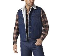 Wrangler Men's Sherpa-Lined Denim Vest, Denim/Sherpa, Large