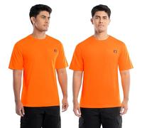 Wrangler Mens Short Sleeve Pocket T-Shirt, 2-Pack, Safety Orange, Medium