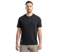 Wrangler Men's Short Sleeve Recycled Slub Jersey Workwear Henley T-Shirt, Black, 3XL