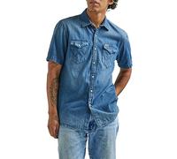 Wrangler Men's Short Sleeve Western Denim Shirt, Medium Wash, Medium