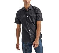 Wrangler Men's Short Sleeve Western Denim Shirt, Off Black, Medium