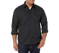 Wrangler Men's Sport Western Basic Two Pocket Long Sleeve Snap Shirt Shirt, Black, L