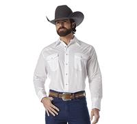 Wrangler Men's Sport Western Basic Two Pocket Long Sleeve Snap Shirt Shirt, White, XL Tall