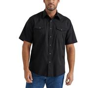 Wrangler Men's Sport Western Basic Two Pocket Short Sleeve Snap Shirt, Black, Medium
