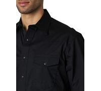 Wrangler Men's Sport Western Basic Two Pocket Short Sleeve Snap Shirt, Black, XL Tall