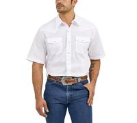 Wrangler Men's Sport Western Basic Two Pocket Short Sleeve Snap Shirt, White, XXL