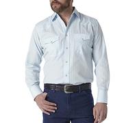 Wrangler Men's Sport Western Two Pocket Long Sleeve Snap Shirt, Blue, S