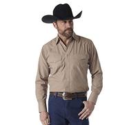 Wrangler Men's Sport Western Two Pocket Long Sleeve Snap Shirt, Dark Tan, Large Tall