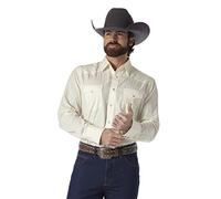 Wrangler Men's Sport Western Two Pocket Long Sleeve Snap Shirt, Light Tan, S
