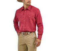 Wrangler Men's Sport Western Two Pocket Long Sleeve Snap Shirt, Wine, XL Tall