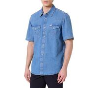Wrangler Men's Ss Western Shirt, Mid Wash, S
