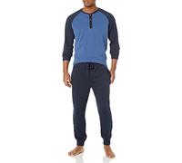 Wrangler Men's Sueded Jersey Henley Top and Jogger Pant Pajama Sleep Set, Dark Blue/Navy, XXL