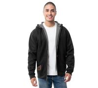 Wrangler Men's Thermal Sherpa Zip Hoodie, Black Heather/Grey, 3XL