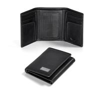 Wrangler Men's Trifold Wallet, Pebble Leather Wallet with RFID, Black, Western