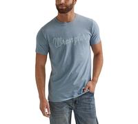 Wrangler Men's Western Crew Neck Short Sleeve Tee Shirt, Ashley Blue Heather, Medium