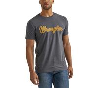 Wrangler Men's Western Crew Neck Short Sleeve Tee Shirt, Charcoal Heather, S