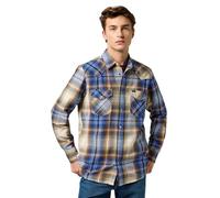 Wrangler Men's Western Indigo Shirt, Blue Brown, XXL