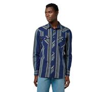 Wrangler Men's Western Indigo Shirt, Blue (Vintage Blue), L