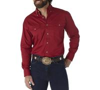 Wrangler Men's Western Long Sleeve Button Work Shirt, Red, XL