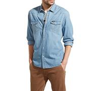 Wrangler Men's Western Shirt' Casual, Blue (Light Indigo 4E), Small