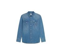 Wrangler Men's Western Shirt, Mid Light Wash, XXL