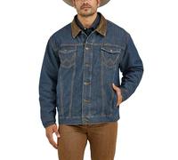 Wrangler Men's Western Style Lined Denim Jacket, Denim/Blanket, XXL Tall