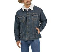 Wrangler Men's Western Style Lined Denim Jacket, Denim/Rustic Sherpa, US Large Tall