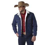 Wrangler Men's Western Style Lined Denim Jacket, Denim/Sherpa, XL