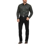 Wrangler Men's Western Work Shirt Firm Finish - Green (Black Forest Green) - Large High