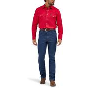 Wrangler Men's Western Work Shirt Firm Finish - Red - X-Large Tall