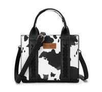 Wrangler Mini Tote Bag for Women Cow Print Western Crossbody Purse, Allover Cow Print Black, S