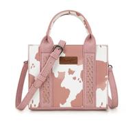 Wrangler Mini Tote Bag for Women Cow Print Western Crossbody Purse, Mini Allover Cow Print Light Pink, S