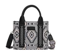 Wrangler Mini Tote Bag Small Top Handle Bag Ladies Woven Satchel Handbag, Boho Black, 10.5 x 4 x 8.2 inches