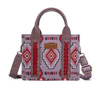 Wrangler Mini Tote Bag Small Top Handle Bag Ladies Woven Satchel Handbag, Boho Purple