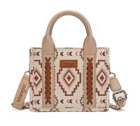 Wrangler Mini Tote Bag Small Top Handle Bag Ladies Woven Satchel Handbag, Boho Tan