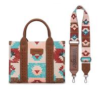 Wrangler Purse Aztec Tote Bag for Women Western Top-handle Hobo Handbags, Ca Guitar Strap-brown, One Size