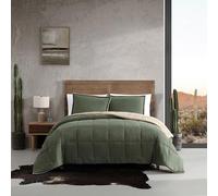 Wrangler- Queen Comforter, Solid Microsuede and Cozy Sherpa Reversible Bedding Set, Casual Home Decor for All Seasons (Legendary Solid Green, Queen)